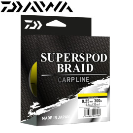 Шнур Daiwa Superspod Braid Hi-Vis Yellow размотка 300м ярко-жёлтый